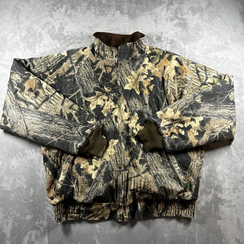 Vintage Mossy‎ Oak Camo Jacket Mens XL Fleece Lined Full Zip Hunting USA